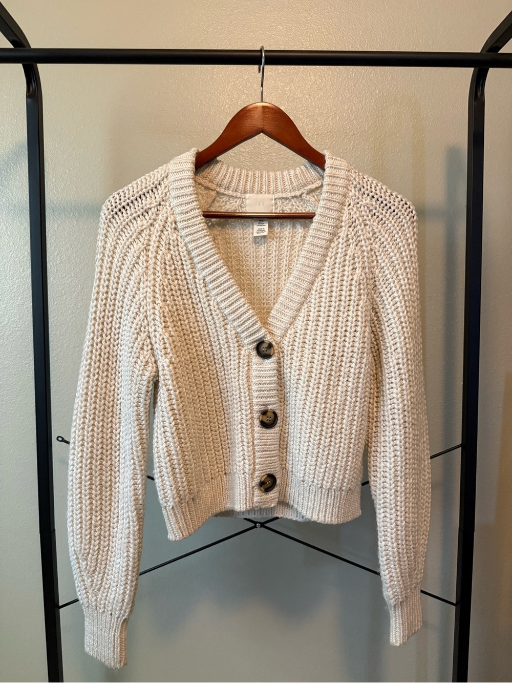 H&M Cream Chunky Knit Button-Front Women's Cardigan